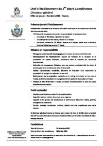 Chef d'Etablissement St Bernard - Troyes