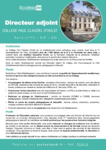 Directeur adjoint - Collège Paul Claudel d'Hulst - 2026