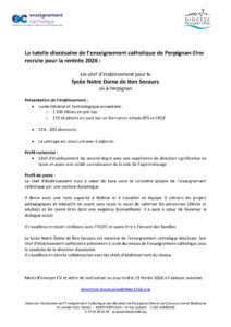 lycée Notre Dame de Bon Secours Perpignan Rentrée 2026