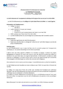 26.05.26-1 Profil de poste chef d'établissement lycée Rentrée 2026
